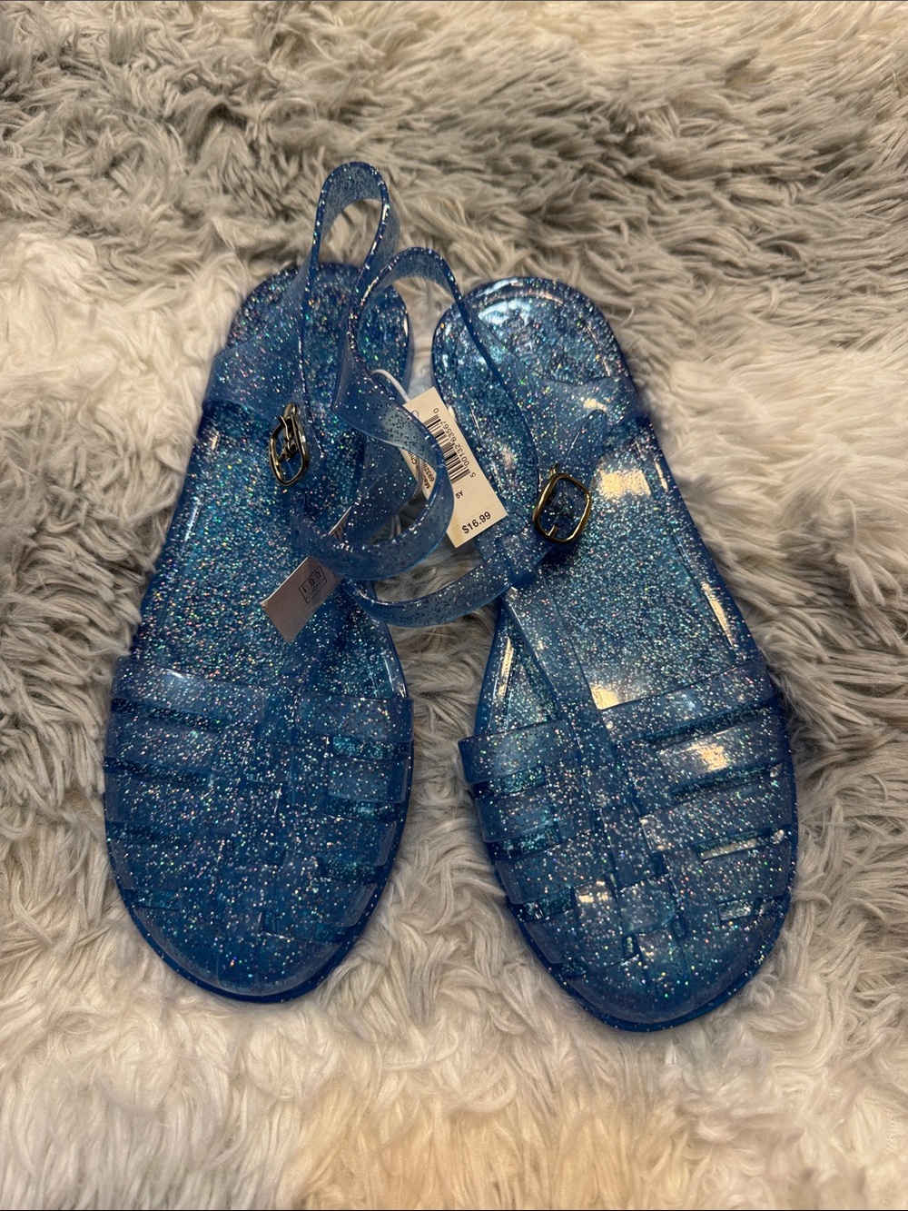 Old Navy Blue Glitter Jelly Sandals